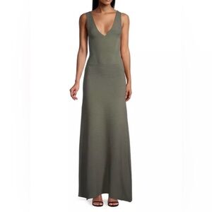 Emporio Armani Seamless Ottoman Maxi Dress In Olive Green